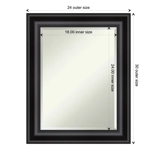 Beveled Bathroom Wall Mirror, Grand Black Frame {1}