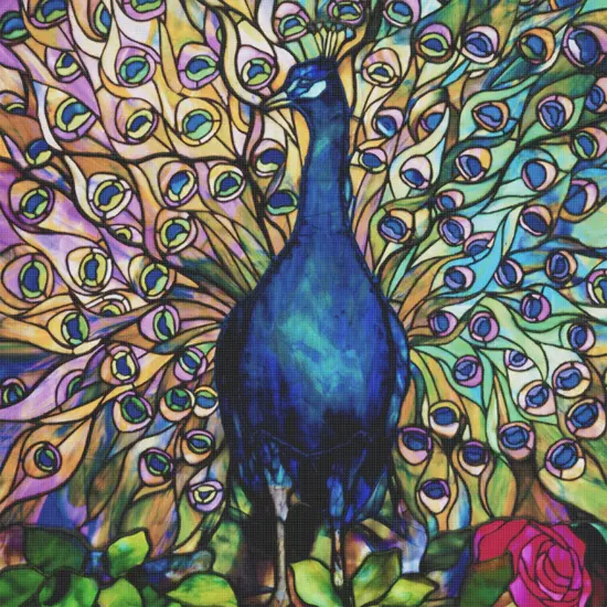 Peacocks Glory Square detail inspired by Louis Comfort Tiffany Counted Cross Stitch Pattern {2}