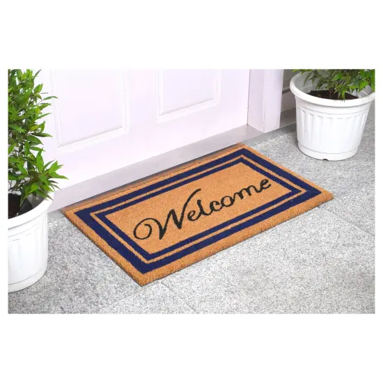 Dark Blue Border Welcome Doormat {3}