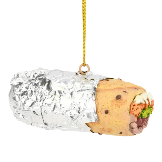Burrito Wrapped in Tin Foil Food Christmas Ornament {2}