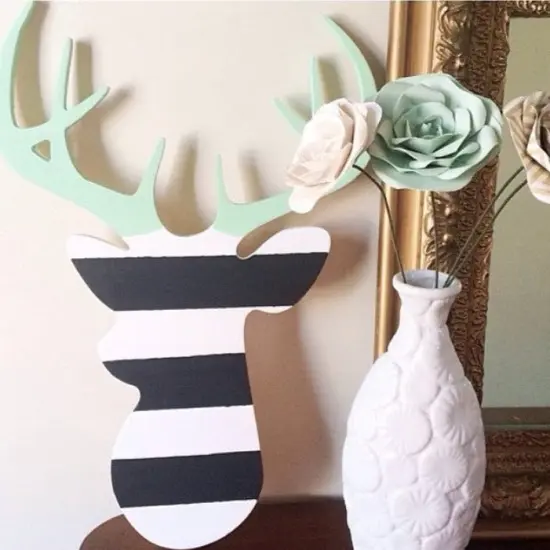 20 in. Unfinished Wooden Deer Head Shape {3}