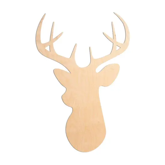 20 in. Unfinished Wooden Deer Head Shape {1}