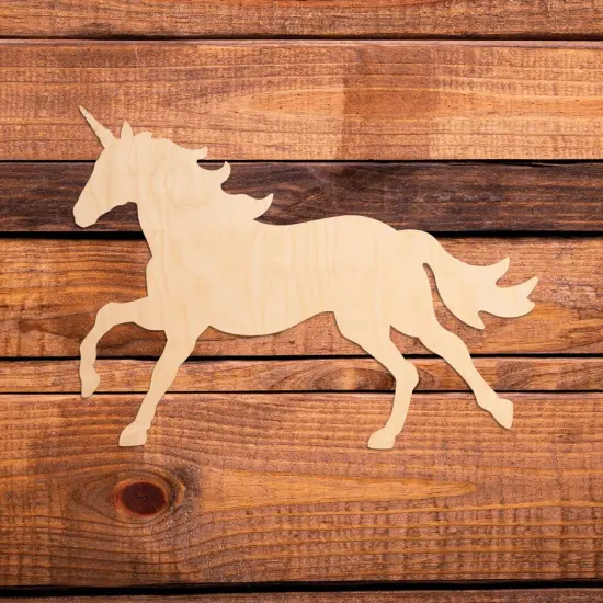22 in. Unfinished Wooden Unicorn Shape {1}