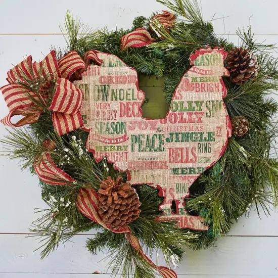 16 in. Unfinished Wooden Rooster Shape {5}