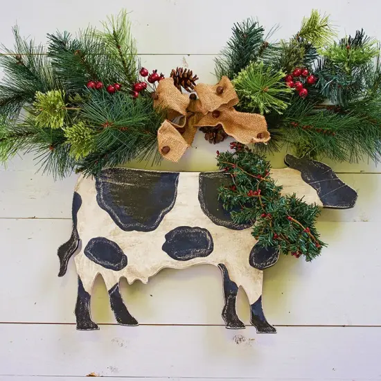 20 in. Unfinished Wooden Cow Shape {3}