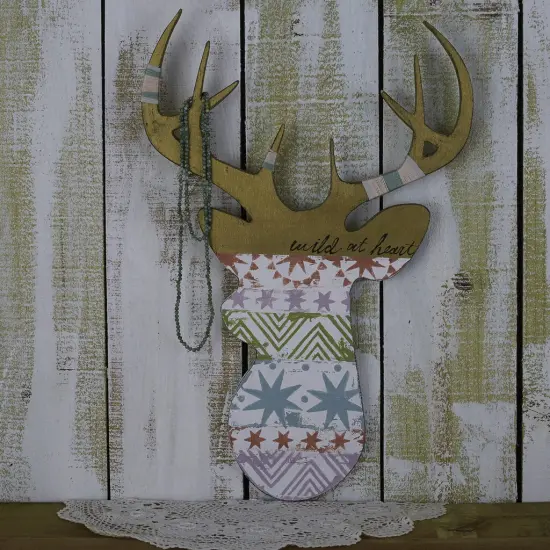 20 in. Unfinished Wooden Deer Head Shape {2}
