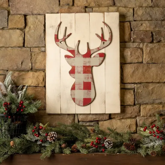 20 in. Unfinished Wooden Deer Head Shape {4}