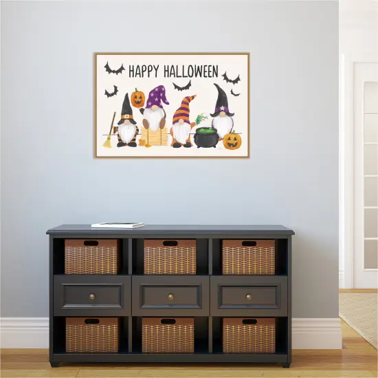 Halloween Gnomes I by Mary Urban 33-in. W x 23-in. H. Canvas Wall Art Print Framed in Natural {5}