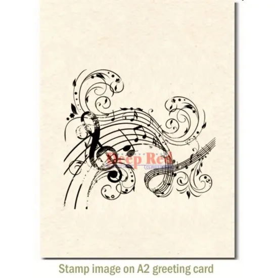 Deep Red Stamps Music Swirl Rubber Stamp 3 x 3.1 inches {3}