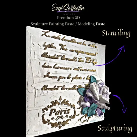 3D Premium Sculpture Painting Paste|Texture Paste|Decorative Plaster|Ready to Use|Ideal for Artwork|Stencil|Flowers|Texture|Art Relief|New Formula| 6 oz by Volume|Ezgi Sertcetin Metallic pink {5}