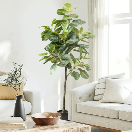 60" Faux Fiddle Leaf Fig Tree with Black Pot (2 Pack) {2}