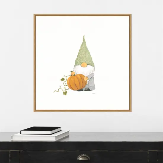 Harvest Gnomes I by Jenaya Jackson 22-in. W x 22-in. H. Canvas Wall Art Print Framed in Natural {4}