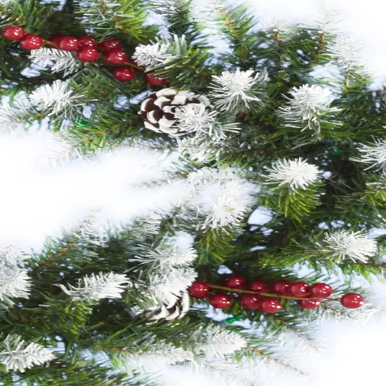 Perfect Holiday 6ft Snow Flocked Camdon Fir Garland With Pine Cones And Berry Clusters {3}