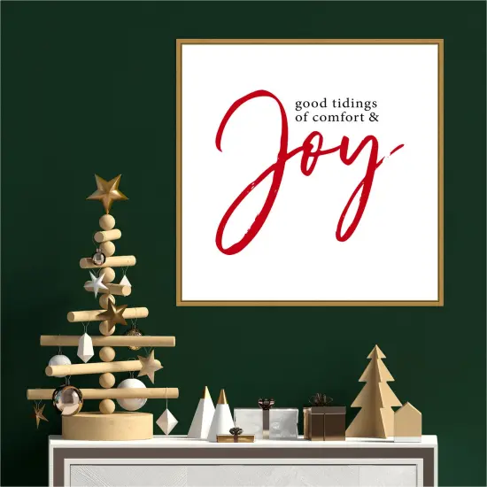 Tidings of Comfort and Joy by Amanti Art Portfolio 22-in. W x 22-in. H. Canvas Wall Art Print Framed in Gold {4}