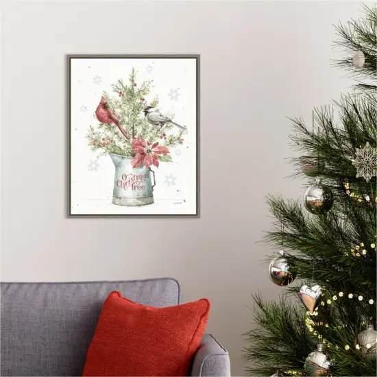 A Christmas Weekend II with Chickadee by Lisa Audit 16-in. W x 20-in. H. Canvas Wall Art Print Framed in Grey {5}