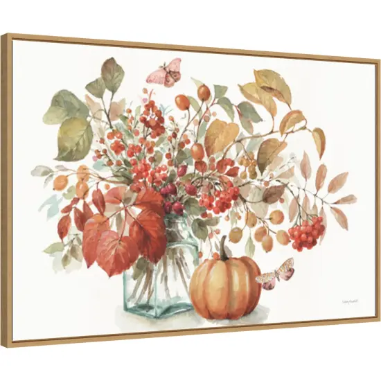 Autumn in Nature 01 on White by Lisa Audit 33-in. W x 23-in. H. Canvas Wall Art Print Framed in Natural {1}