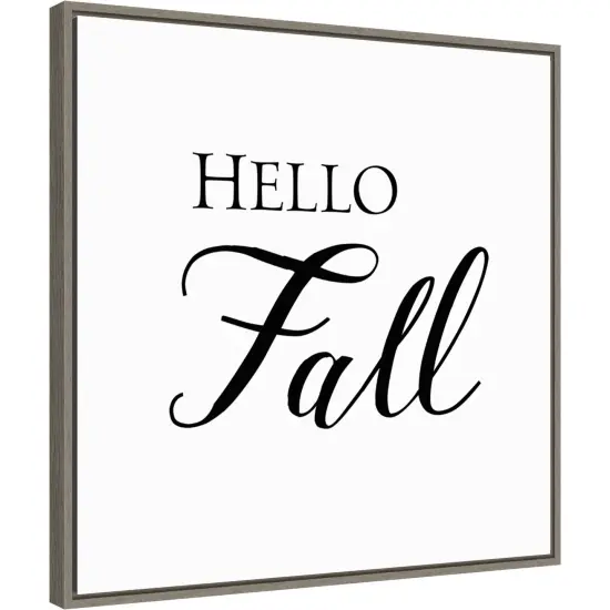 Hello Fall Script by Amanti Art Portfolio 22-in. W x 22-in. H. Canvas Wall Art Print Framed in Grey {1}