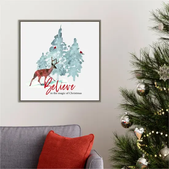 Believe in Christmas by Amanti Art Portfolio 22-in. W x 22-in. H. Canvas Wall Art Print Framed in Grey {5}