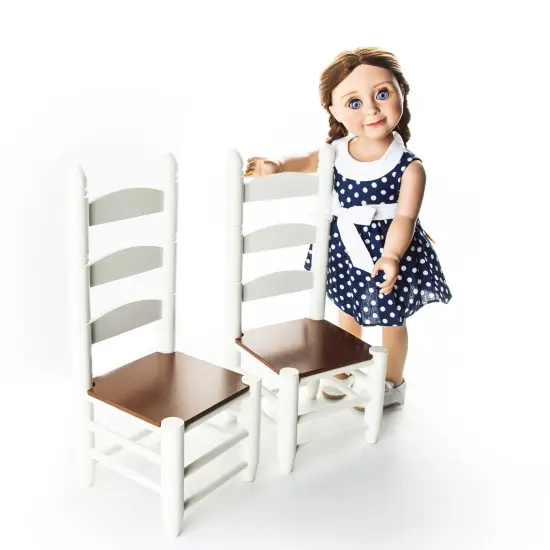 The Queen's Treasures 18 Inch Doll Furniture, Farmhouse Collection Fully Assembled Set Of Two Ladderback Chairs, Compatible with American Girl Kitchen {1}