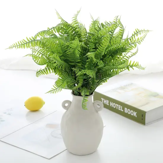 Grand Verde Boston Ferns Artificial Plants Faux Bush Real Touch Plastic Shrub Greenery Leaves - Indoor Outdoor Decor, Bulk 10pcs Light Green {4}