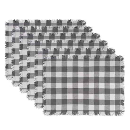 DII Gray Heavyweight Check Fringed Placemat (Set of 6) {1}