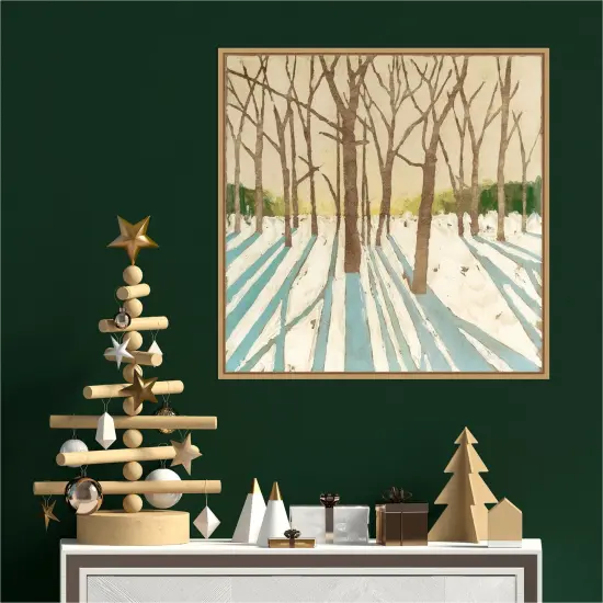 Winter Shadows I by Megan Meagher 22-in. W x 22-in. H. Canvas Wall Art Print Framed in Natural {4}