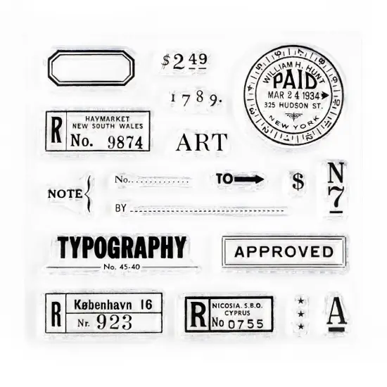 Typography Small Clear Stamp Set 4x4 inch by Wintertime Crafts {1}