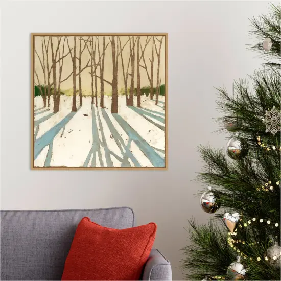 Winter Shadows II by Megan Meagher 22-in. W x 22-in. H. Canvas Wall Art Print Framed in Natural {5}
