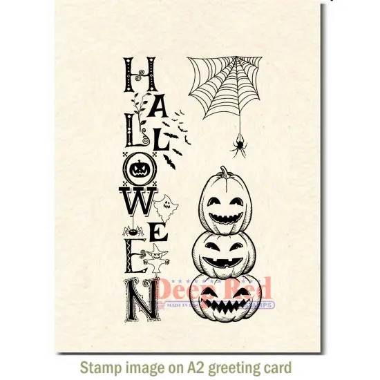 Deep Red Stamps Halloween Pumpkins Rubber Cling Stamp 2.1 x 4.2 inches {3}