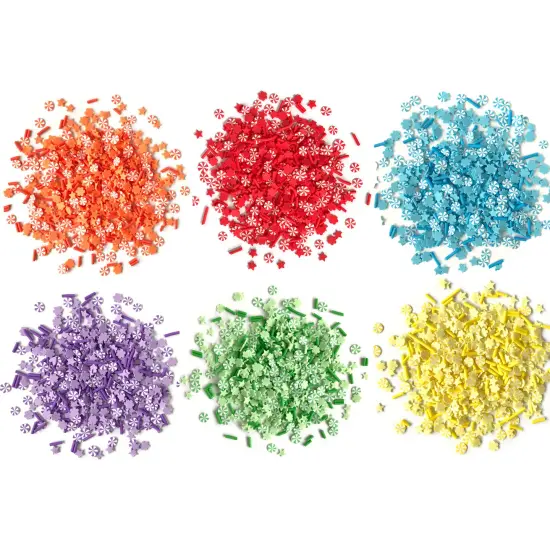 Sprinkletz Rainbow Embellishments &ndash; 1,800 Tiny Polymer Clay Pieces for Crafts, Scrapbooking & Shaker Cards &ndash; Stars, Flowers & Pinwheels {1}