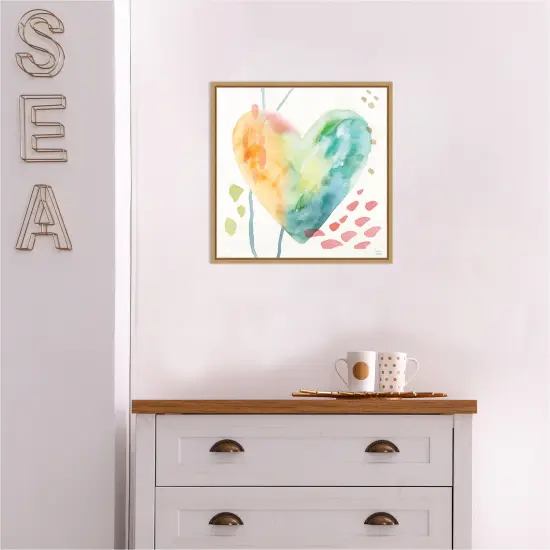Winged Whisper VII by Dina June 16-in. W x 16-in. H. Canvas Wall Art Print Framed in Natural {5}