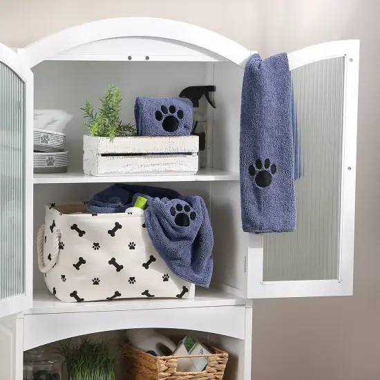 DII Stonewash Blue Embroidered Paw Small Pet Towel (Set of 3) {4}