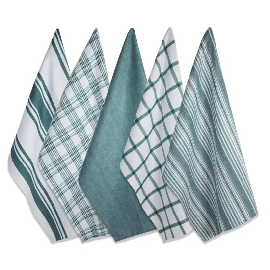 DII Assorted Teal Woven Dishtowel (Set of 5) {1}