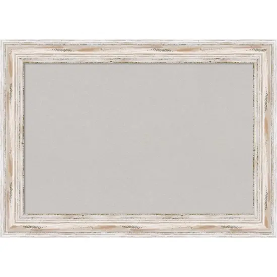 Cork Board, Alexandria White Wash Narrow Wood Frame - Bulletin Board, Organization Board, Pin Board Grey Cork {1}