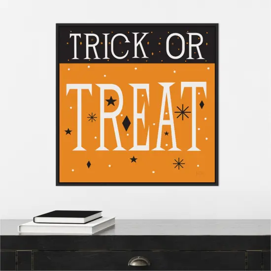 Festive Fright Trick or Treat III by Michael Mullan 22-in. W x 22-in. H. Canvas Wall Art Print Framed in Black {4}