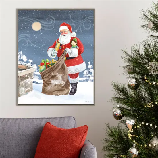 Santas List V by Beth Grove 23-in. W x 28-in. H. Canvas Wall Art Print Framed in Grey {4}
