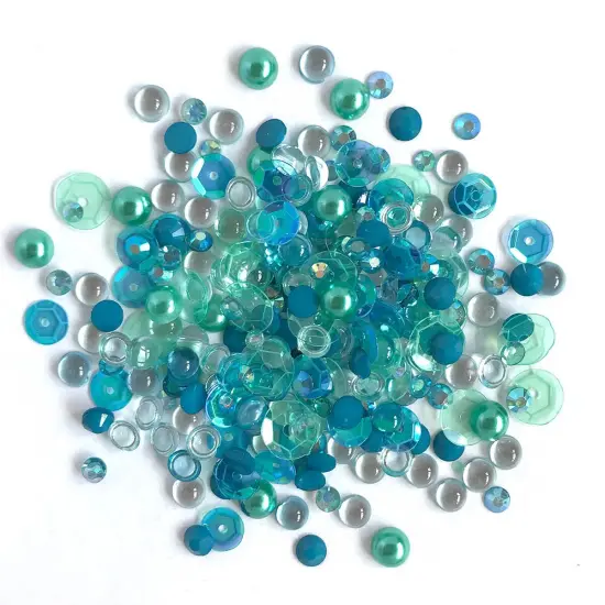 Buttons Galore Sparkletz&reg; Embellishments Bundle, Iridescent Diamonds, Half Pearls, Sequins & Seed Beads Ocean - 50 Grams {5}