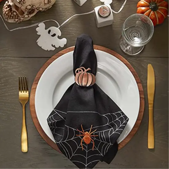 DII Spooky Spiderweb Embellished Napkin (Set of 4) {3}