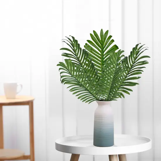 Artificial Palm Leaves 21&rdquo; Long Stems Tropical Hawaiian Greenery Decor Faux Tree Branches Plants Home Indoor Outdoor Luau Party Decoration, 5pcs {3}