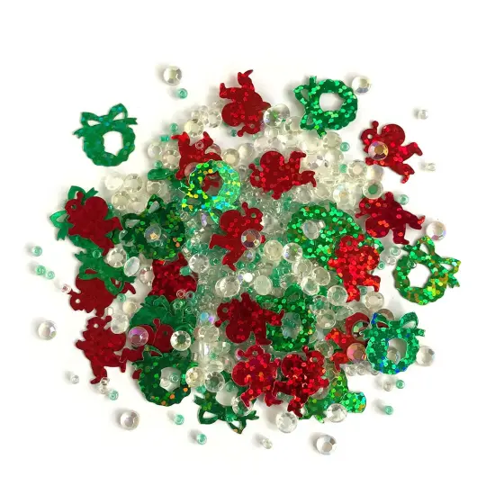 Buttons Galore Sparkletz&reg; Embellishments Bundle Iridescent Diamonds, Half Pearls, Sequins & Seed Beads- Christmas 50 Grams {6}