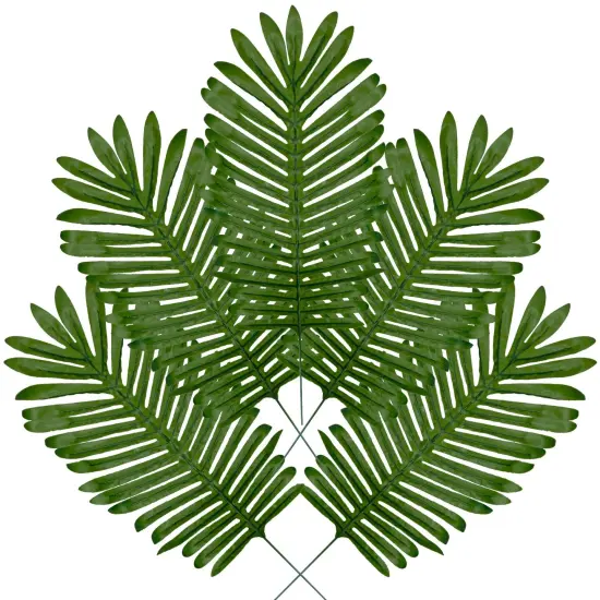 Artificial Palm Leaves 21&rdquo; Long Stems Tropical Hawaiian Greenery Decor Faux Tree Branches Plants Home Indoor Outdoor Luau Party Decoration, 5pcs {1}