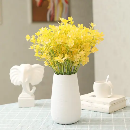 Grand Verde Myosotis Artificial Flowers Real Touch Plastic Faux Bouquets Fake Floral Greenery Stems - 10pcs Bulk Yellow {5}