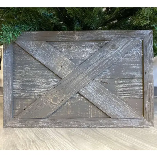 Rustic Farmhouse Medium Deluxe 22" Reclaimed Wooden Christmas Tree Box Collar Brown {2}