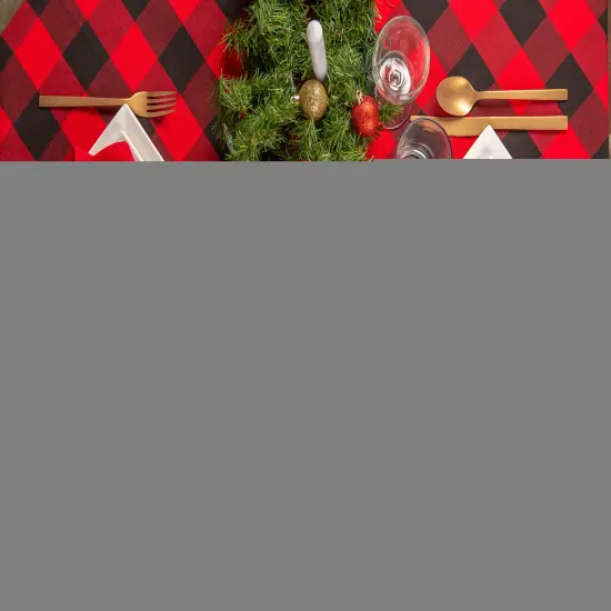 DII Red & White Buffalo Check Table Runner {2}