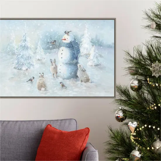 Let it Snow 01 by Lisa Audit 33-in. W x 23-in. H. Canvas Wall Art Print Framed in Grey {4}