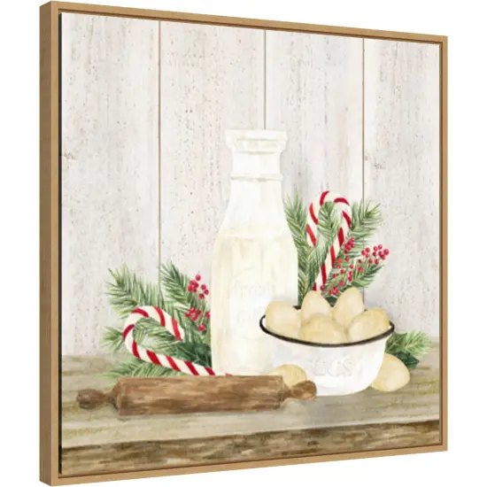 Christmas Kitchen II by Tara Reed 22-in. W x 22-in. H. Canvas Wall Art Print Framed in Natural {1}