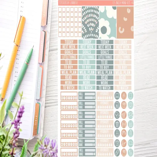 Boho Floral Planner Sticker Kit (for 7x9 vertical planners) {2}