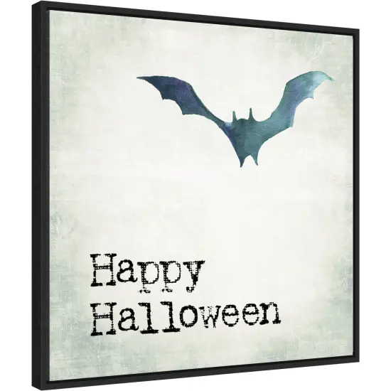 Happy Halloween Bat Grunge by Amanti Art Portfolio 22-in. W x 22-in. H. Canvas Wall Art Print Framed in Black {1}