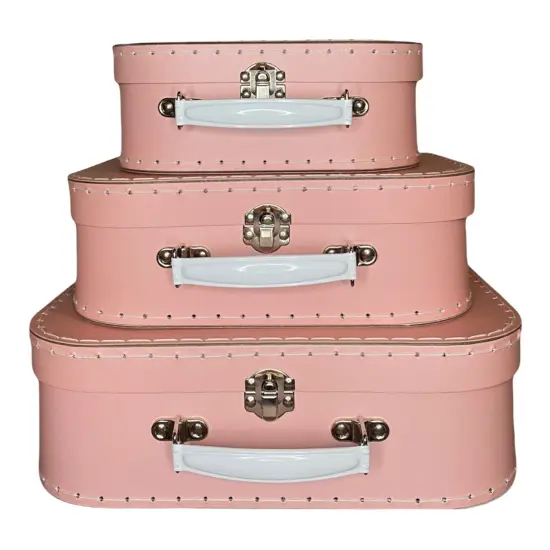 Pink Paperboard Suitcase Decorative Storage Box - Set of 3 or 1 Box of Specific Design {2}