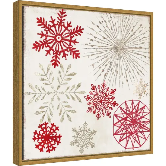 Christmas Snowflakes II by PI Studio Canvas Wall Art Print Framed Gold {1}